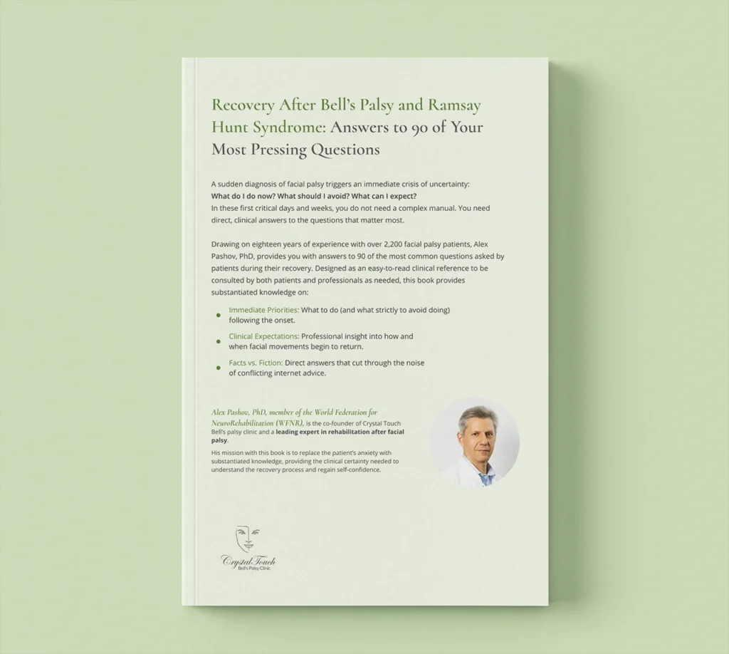 Sample page from Bell's Palsy and Ramsay Hunt Syndrome recovery book showing the back cover